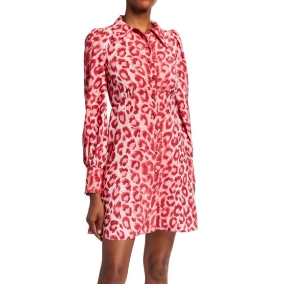 Kate Spade Panthera Leopard Long-Sleeve Mini Shirtdress - Picture 1 of 16